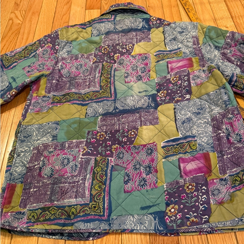 Anna And Frank Multicolor Silk Patchwork Jacket cottage bohemian festival - Picture 8 of 8